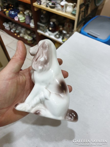 Régi Hollóházi porcelán kutya 