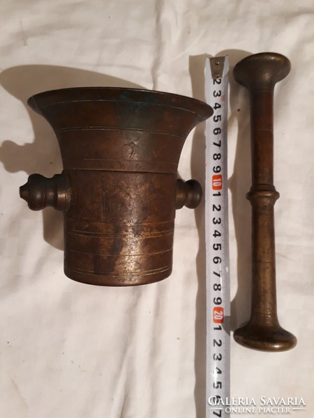 Old copper mortar with original pestle