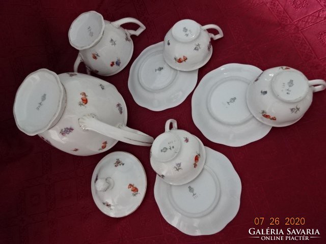 Antique Zsolnay porcelain tea set with shield seal for three people. He has!
