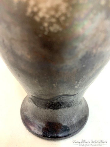 Iparművész retro kerámia váza , Bod Éva , jelzett, 1970 k. - 5577