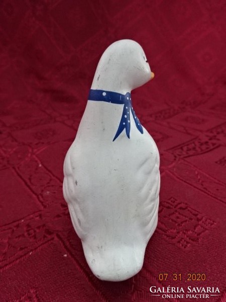 Kerámia figura, kék szalagos kacsa, magassága 7,5 cm. Vanneki!