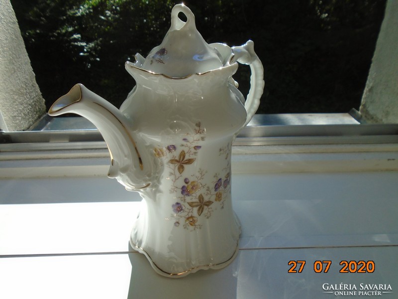 19.Sz rococo rich lace, relief pattern, ribbed floral spout hand gold numbered
