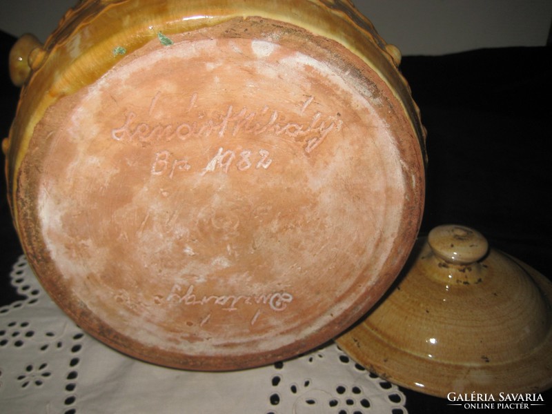 Mihály Horváth ceramic pot with lid 1982 28 cm