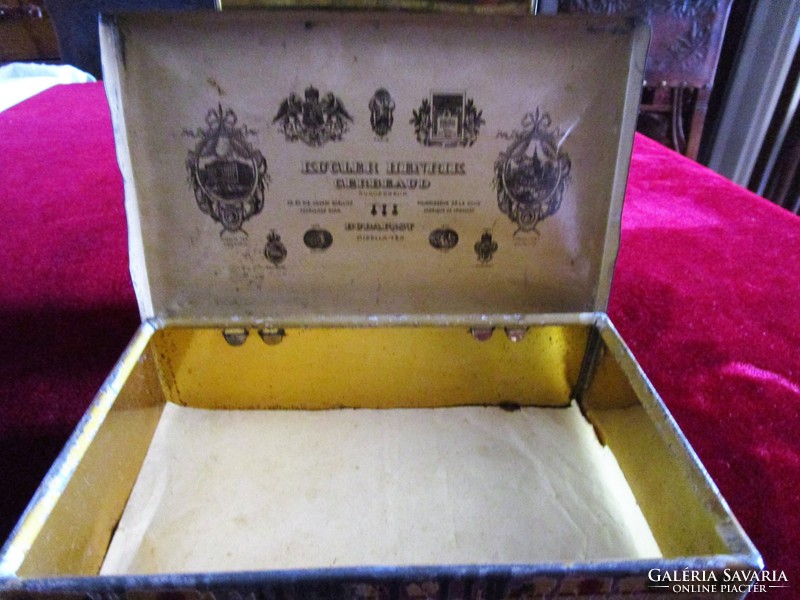 Kugler henrik gerbeaud emperor king court carrier marked art nouveau confectioner's metal box 1892