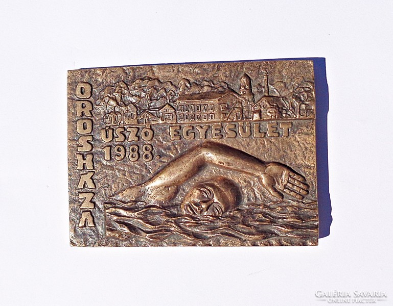 László Rajki bronze plaque, Orosháza floating association