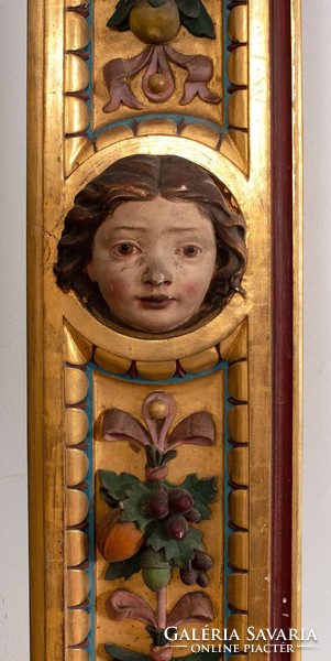 Óriás méretű régi aranyozott faragott tükör vagy kép keret 