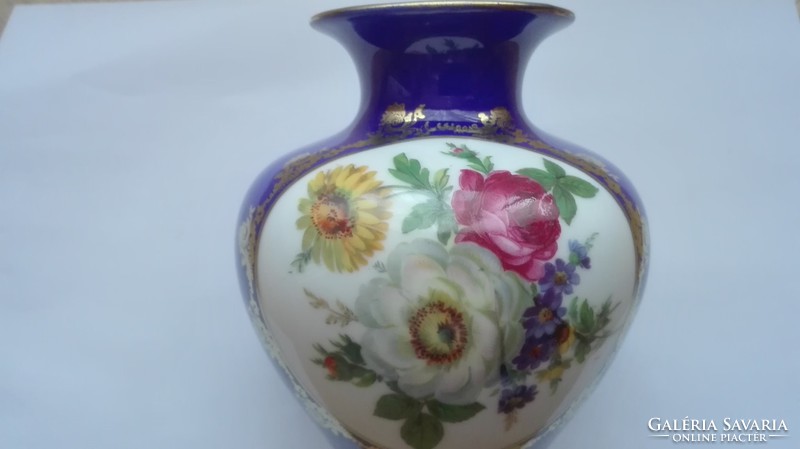 Zsolnay blue floral vase