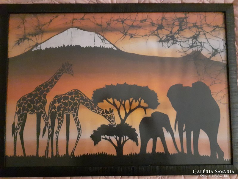 Tanzániai néprajzi festmény. 65×45 Textil