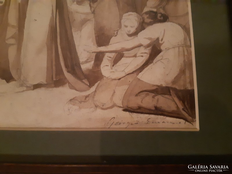 Giorgio Emanuel - Kikötői jelenet, XVIII. sz. vége, barokk, lavírozott tus, diópác (egyedi rajz)