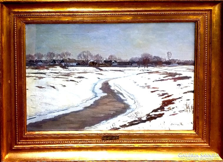 Szlányi Lajos (1869 - 1949): Téli táj Szolnoknál