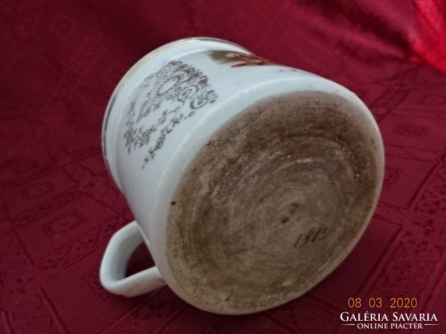 Antique German porcelain scene mug, diameter 10 cm. He has!