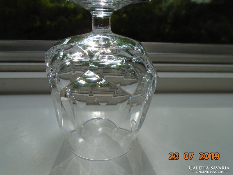 Antique Murano faceted polished polygonal crystal stemmed glass