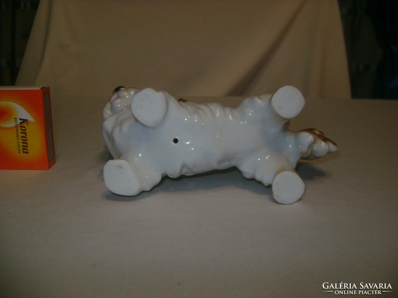Régi porcelán kutya figura, nipp