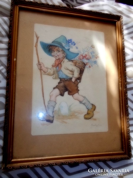 A watercolor-framed picture painted from the 1920s