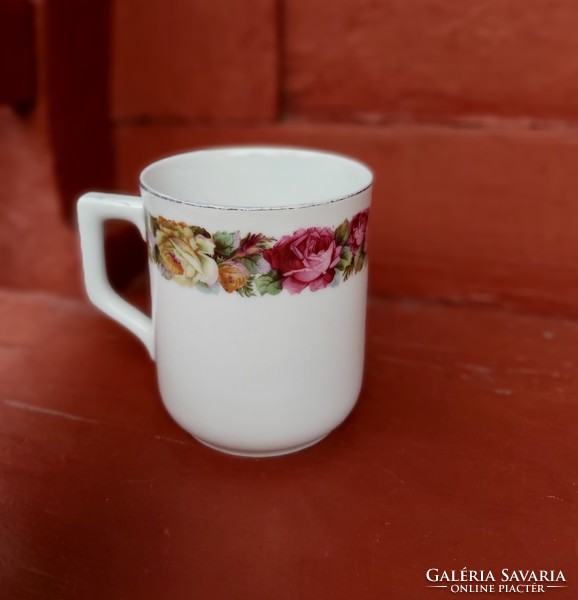 Rare flowery, pink Zsolnay mug, collector's beauty rarity, nostalgia piece