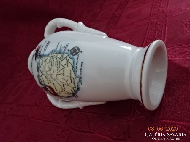 Spanyol porcelán, két füles emlék váza. Gran Canaria. Magassága 13 cm. Vanneki!