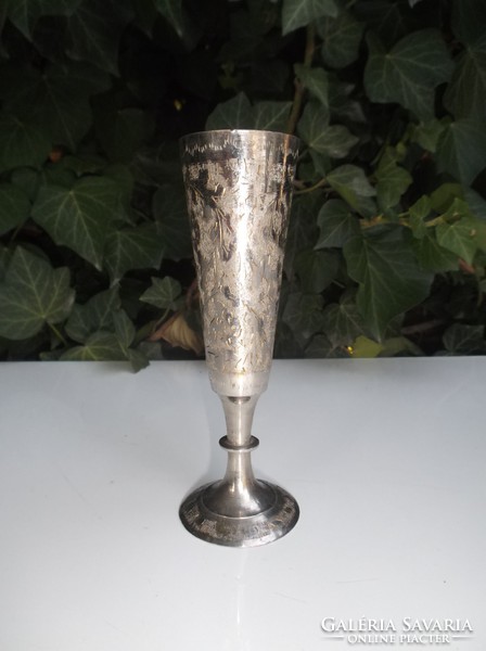 Vase - silver-plated - engraved - German - 13 x 4 cm
