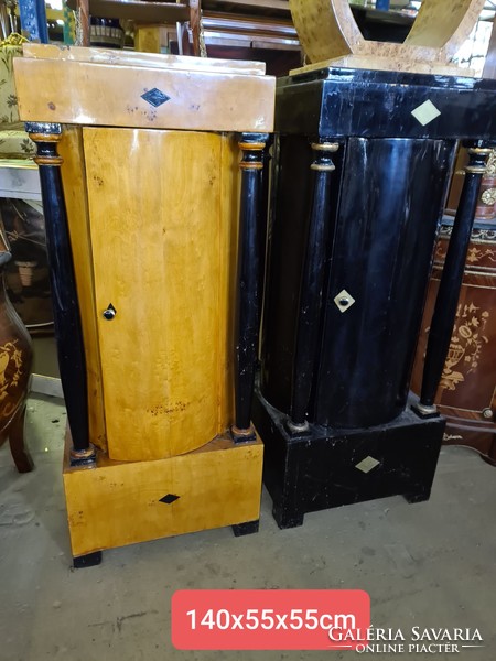 Rare Biedermeier poplar and black 1-door cabinet
