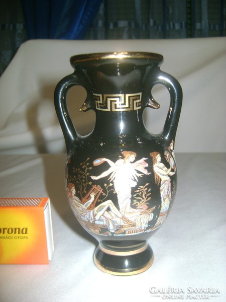Hand Made,  görög jelenetes váza 24 karátos aranyozással
