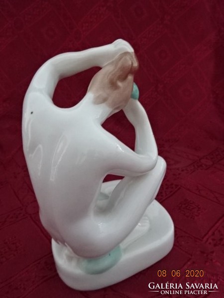 Aquincum porcelain figural sculpture, the woman combing her hair. Its height is 15 cm. He has! Jokai