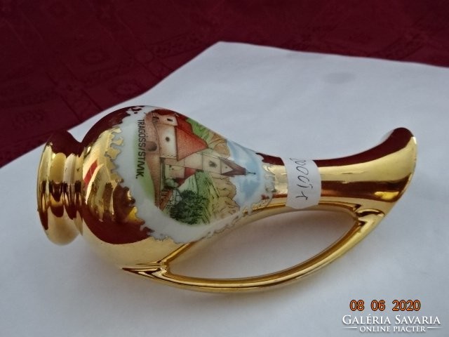 Eigl quality porcelain Austria, gilded vase, souvenir from Tragöss. He has!