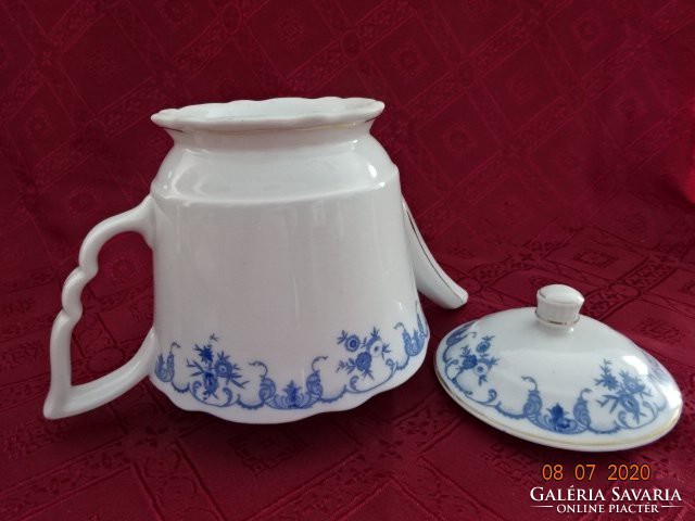 Zsolnay porcelán, antik, pajzspecsétes, manófüles  teáskanna, kék mintával. Vanneki!