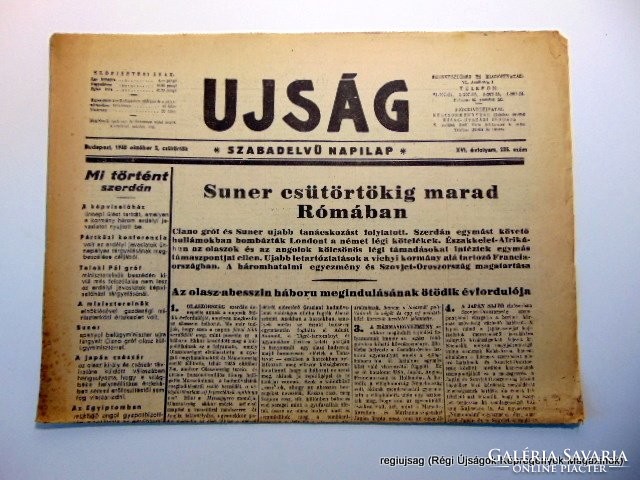 1940 10 3  /  Suner    /  UJSÁG  /  Szs.:  15895