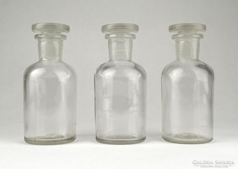 1B265 Régi dugós gyógyszertári 50 ml patika üveg készlet 3 darab