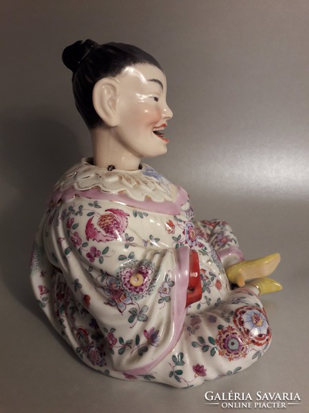 Antique - 19th Century - Porcelain nodding tongue stretching sitting oriental pagoda figurine - nodding figure