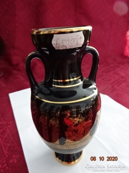 Görög kézzel festett porcelán váza. 24 k gold. Magassága 15,5 cm. Vanneki!