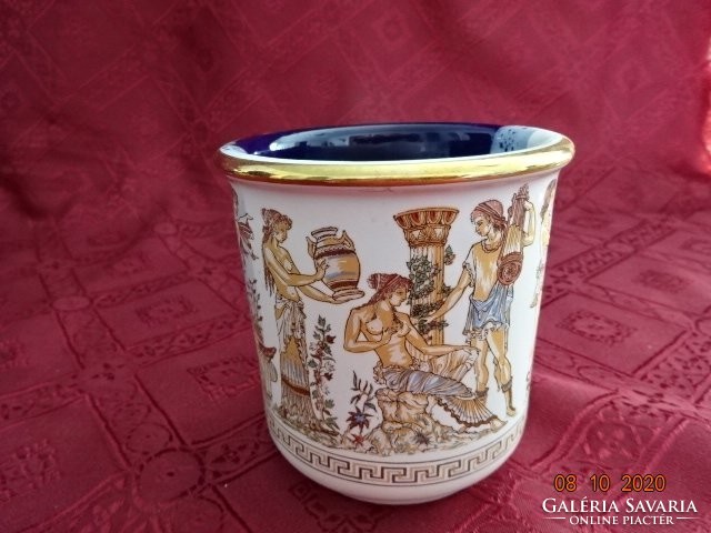 Greek porcelain Olympic mug. Hand painted, decorated with 24k gold. He has!