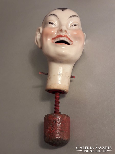 Antique - 19th Century - Porcelain nodding tongue stretching sitting oriental pagoda figurine - nodding figure