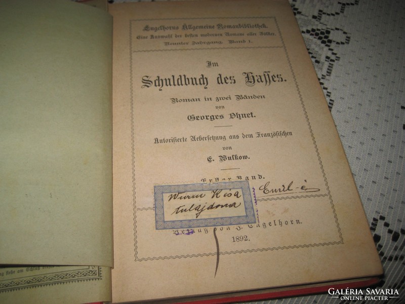 Régi német , gót betűs regény  1892    I- II.