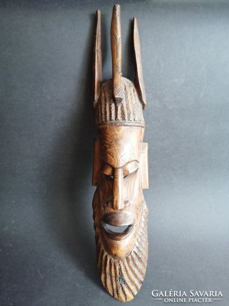Hand-carved (53cm) African mask made of hard wood - ep