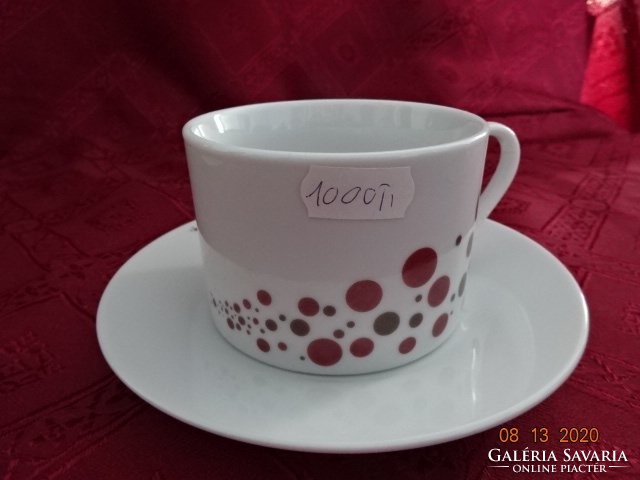 German porcelain brown/grey polka dot tea cup + saucer. He has!