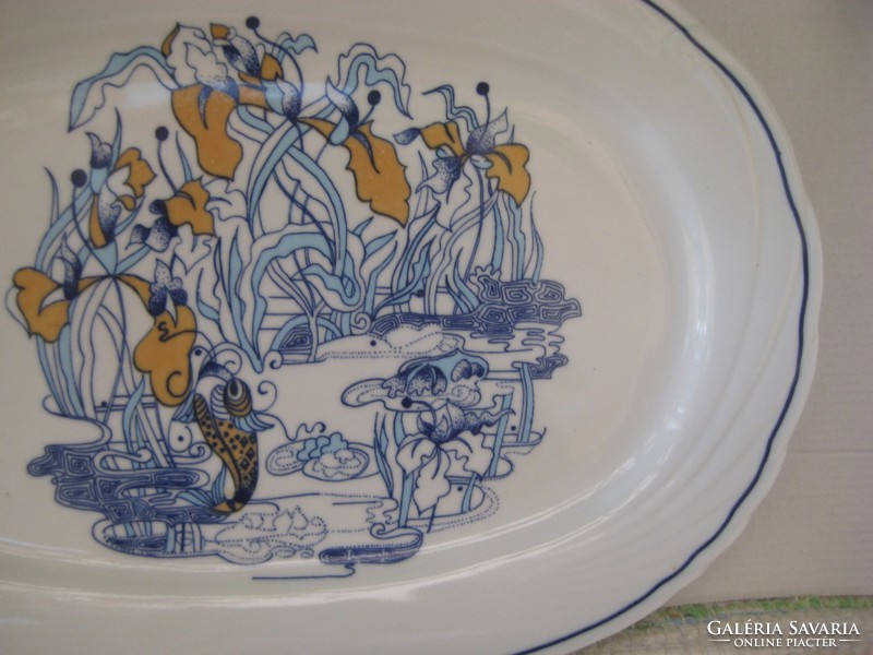 Kolozsvári ovális porcelán tál  , szép akva , vízalatti dekorral