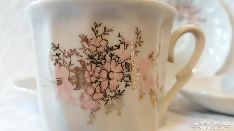 4 gilded floral Dresden porcelain coffee cups and saucers