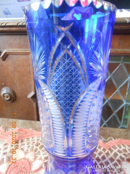 Blue crystal vase 35 cm