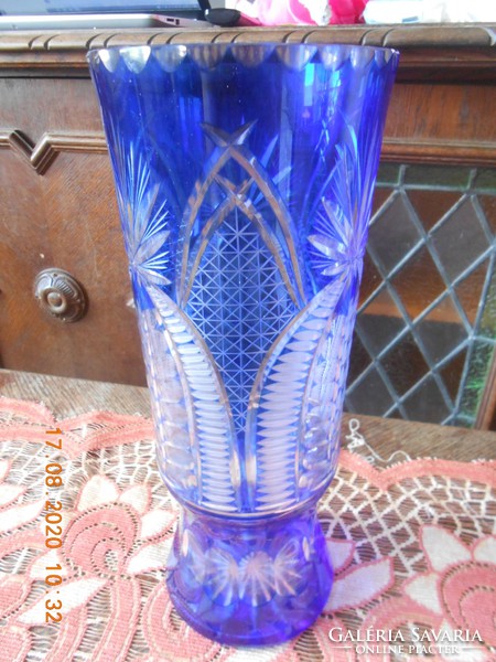 Kék kristály váza 35 cm