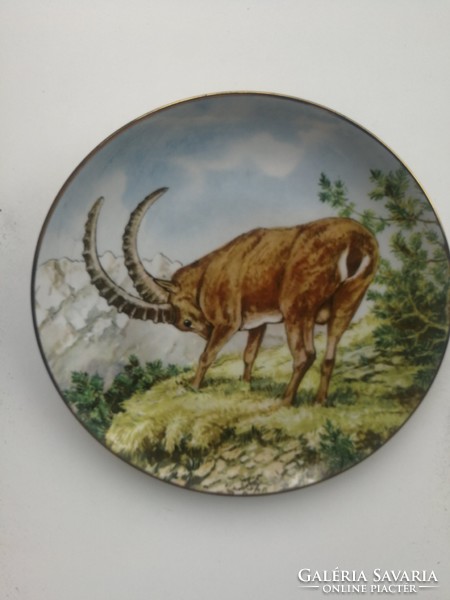 Large wall plate, wall plate decorative plate, mountain goat? Wallendorf