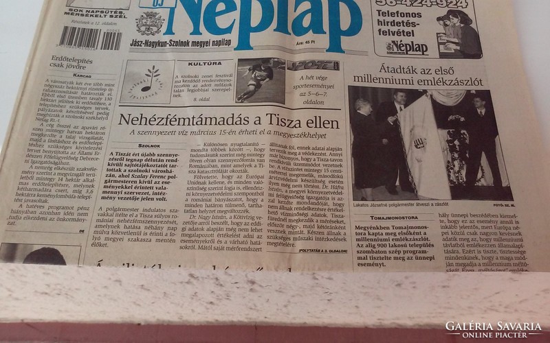 A Tiszai ciánszennyezés közlése a Szolnok-megyei napilapban