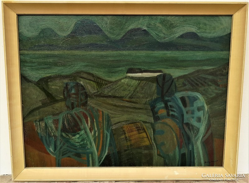 Nagy Tibold (1923 - 1988) Dunai táj c. Képcsarnokos festménye EREDETI GARANCIÁVAL !!!
