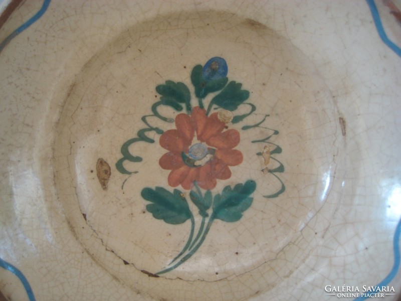 Old folk wall plate from Karcag, 80-100 years old, 21 cm