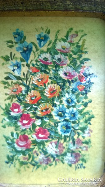 Hangulatos virágcsendélet-festmény- szép kerettel