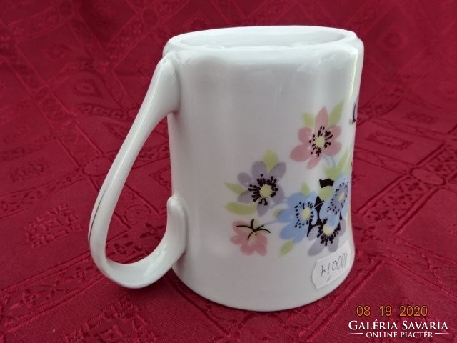 FIne porcelán pohár, tavaszi  virágokkal, átmérője 8,5 cm. Vanneki!