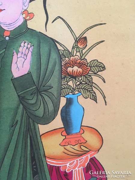 Meseszép Kézi festésű buddhista emlék az 1960-as évekből Vietnamból