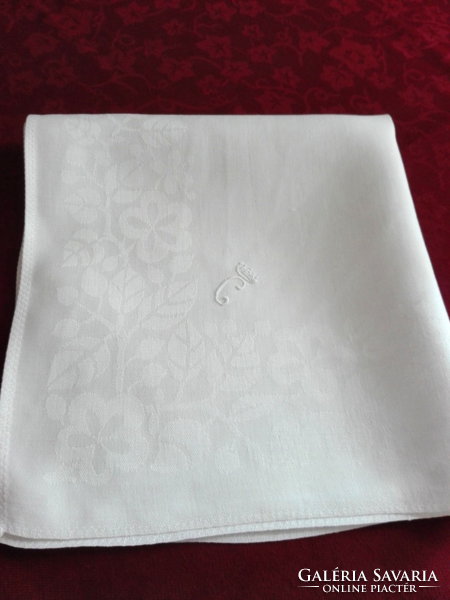 Antique damask napkin, crowned, monogrammed, 50 x 47 cm