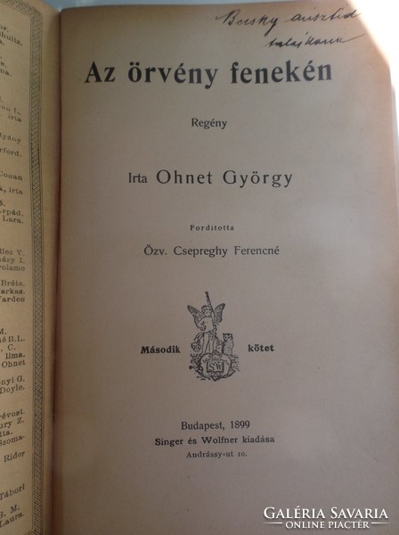 Könyv - 1899 - Ohnet György  Az örvény fenekén - MÁSODIK KÖTET - szép állapot