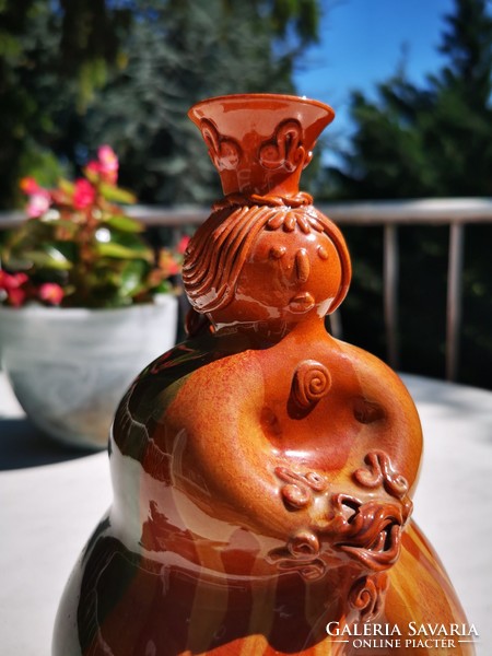Ceramic woman, bottle, wine jug, berky