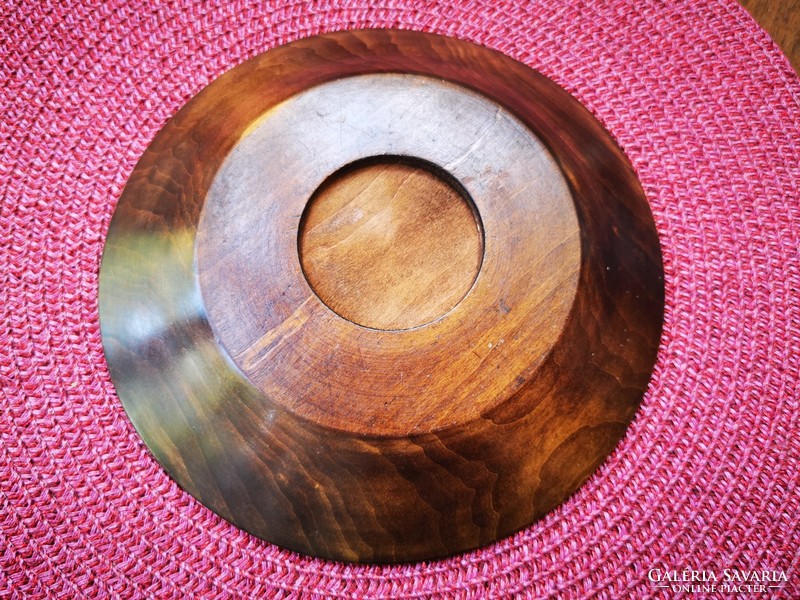 Folk art carved wooden bowl